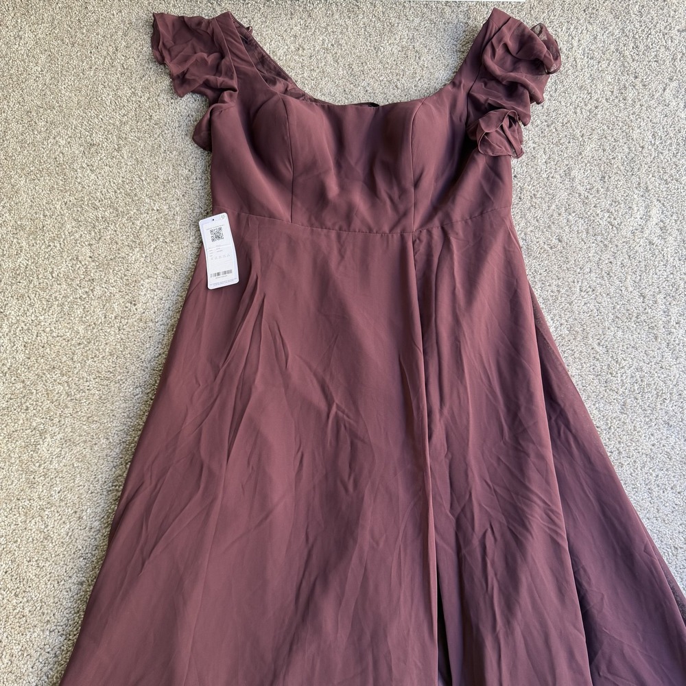 AZAZIE Dress Womens 18 Red Sangria Flutter Sleeve Scoop Neck Maxi Formal
